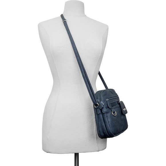 Womens Blue North South Mini Zip Around Crossbody Bag - Picture 5 of 5